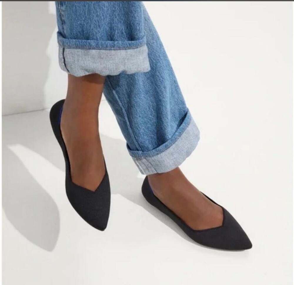 Rothy’s The Point Black Knit Pointed Toe Ballet Flats